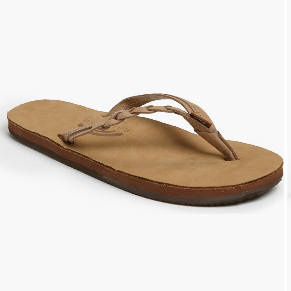 Rainbow ‘Flirty’ Braided Leather Flip Flop Size XL